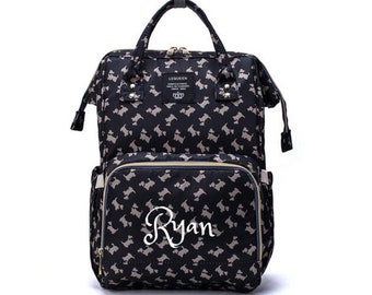 PERSONALIZED Large Diaper Bag Knapsack DOG Custom Monogram /Name Embroidered Backpack Diaper bag infant /Baby Bag /Gift Nappy Bag