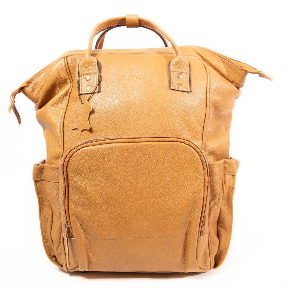 thumbnail image 2 of FHELAD Leather Diaper Backpack With Plaid Embroidery - Large Capacity Travel Organizer 2 of 14