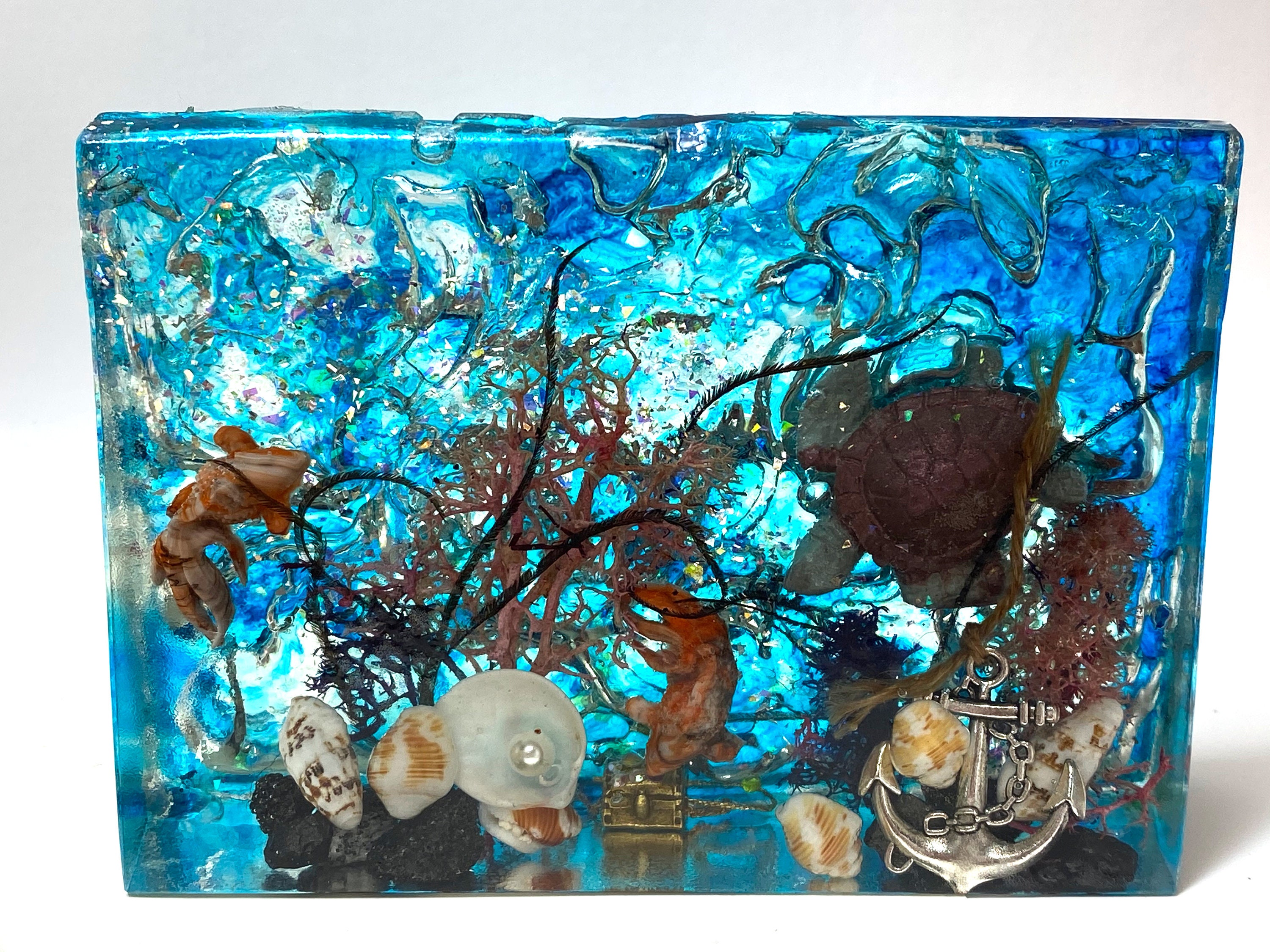 Large Ocean Underwater Desk Scene Epoxy Resin art object Etsy