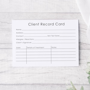 A6 Client Record Cards: Salon, Nail, Lash, Spa (Printed)
