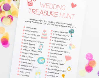 Printed Wedding Treasure Hunt Game Activity Cards - Scavenger Hunt