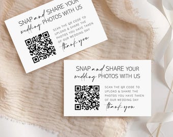 Printed Wedding QR Code Cards: Snap & Share Photos