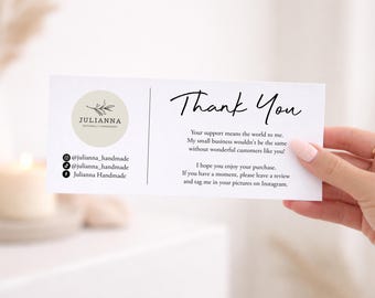 Custom Printed Thank You Business Cards: Compliment Slips (99mm x 210mm)