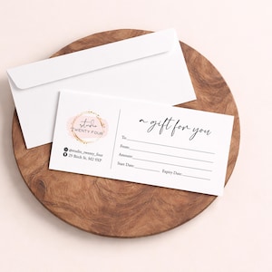 Certificados de regalo con logotipo impreso; vales de regalo personalizados para empresas.
