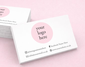 Printed Business Cards, personalised with your business logo and social media information on.