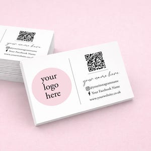 Personalised Business Cards Printed with QR Code, Business Logo and Social Media Information