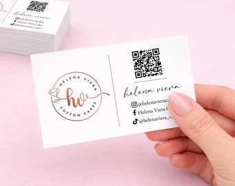Printed QR Code Business Cards, Personalised with Branding Logo and Social Media
