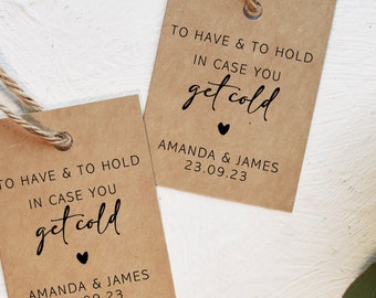 Rustic Wedding Blanket Favor Tags - Personalized Winter Wedding Labels