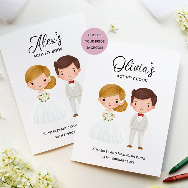 Kid's Wedding Activity Pack With Crayons - Personalised Childrens Wedding Activity Book - Childrens Wedding Favours