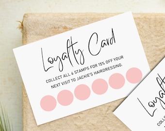 Printed Loyalty Cards for Small Businesses - Pink Reward Cards for Hairdresser, Nail Tech, Beautician, Salon, Coffee Shop and more!