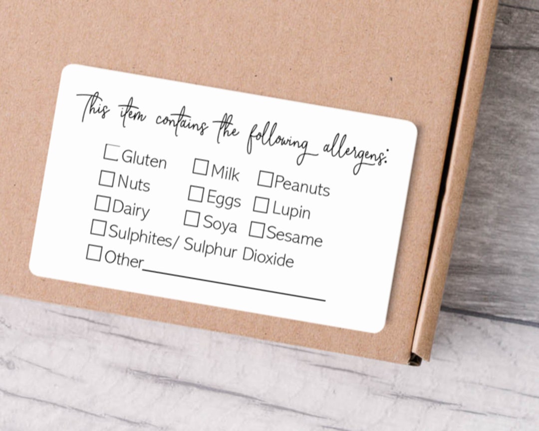 Allergy Information Stickers - Cake Box Allergen Information Stickers ...