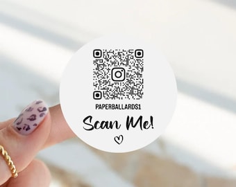 Scan Me QR Code Sticker - Small Business Social Media Stickers - 37mm