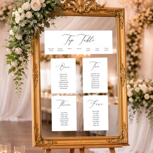 Minimalist Wedding Table Plan Cards - Elegant Black and White Seating Chart