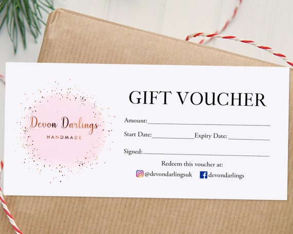 Gift Certificates for Small Businesses Logo Gift Vouchers Christmas Gift  Vouchers Personalised Gift Cards Printed Gift Certificates 