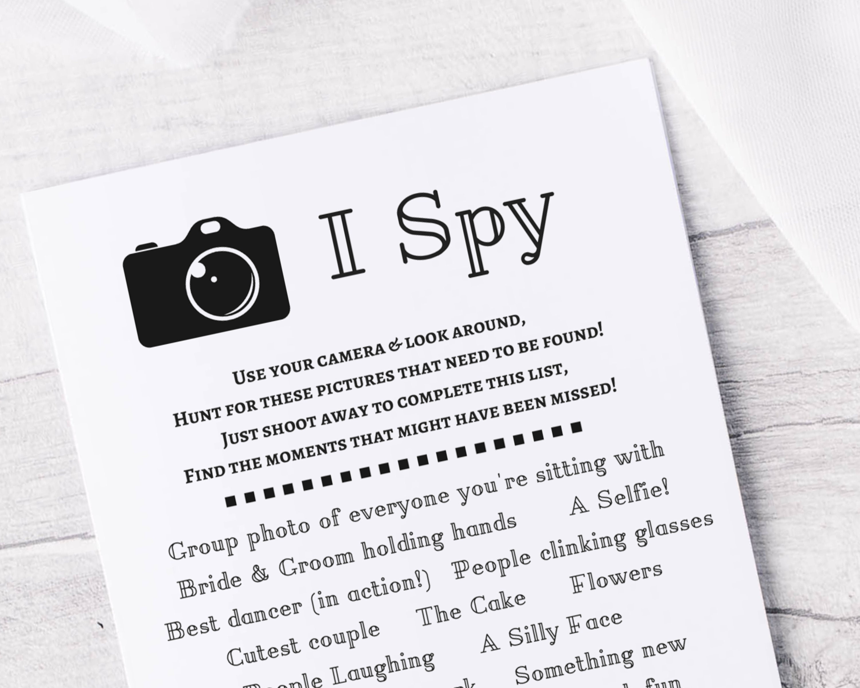 Wedding I Spy Card Game Eye Spy Disposable Camera Game Etsy UK