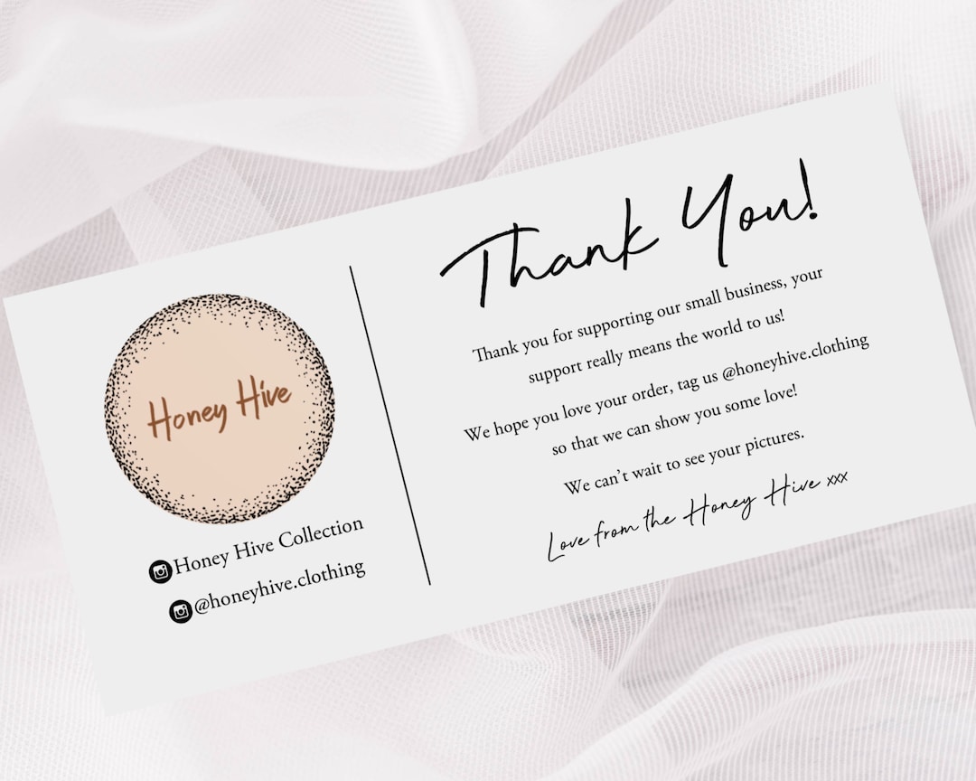 Personalised Business Thank You for Your Order Compliment Slips Card, Custom Packaging Slips