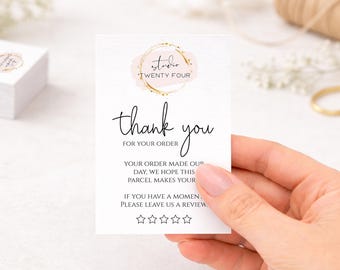 Business Logo Thank You Cards – Leave a Review, Small Business