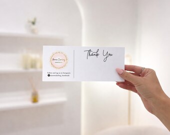 Printed Business Thank You Slips - Personalised Logo Branding and Social Media Cards