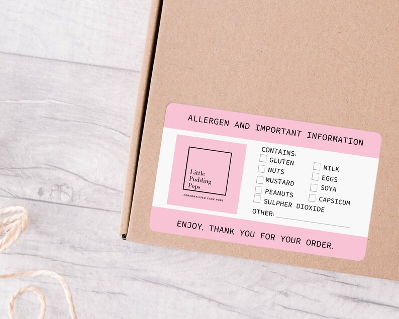 Personaised Allergen Stickers for Cakes Allergy Information Etsy UK
