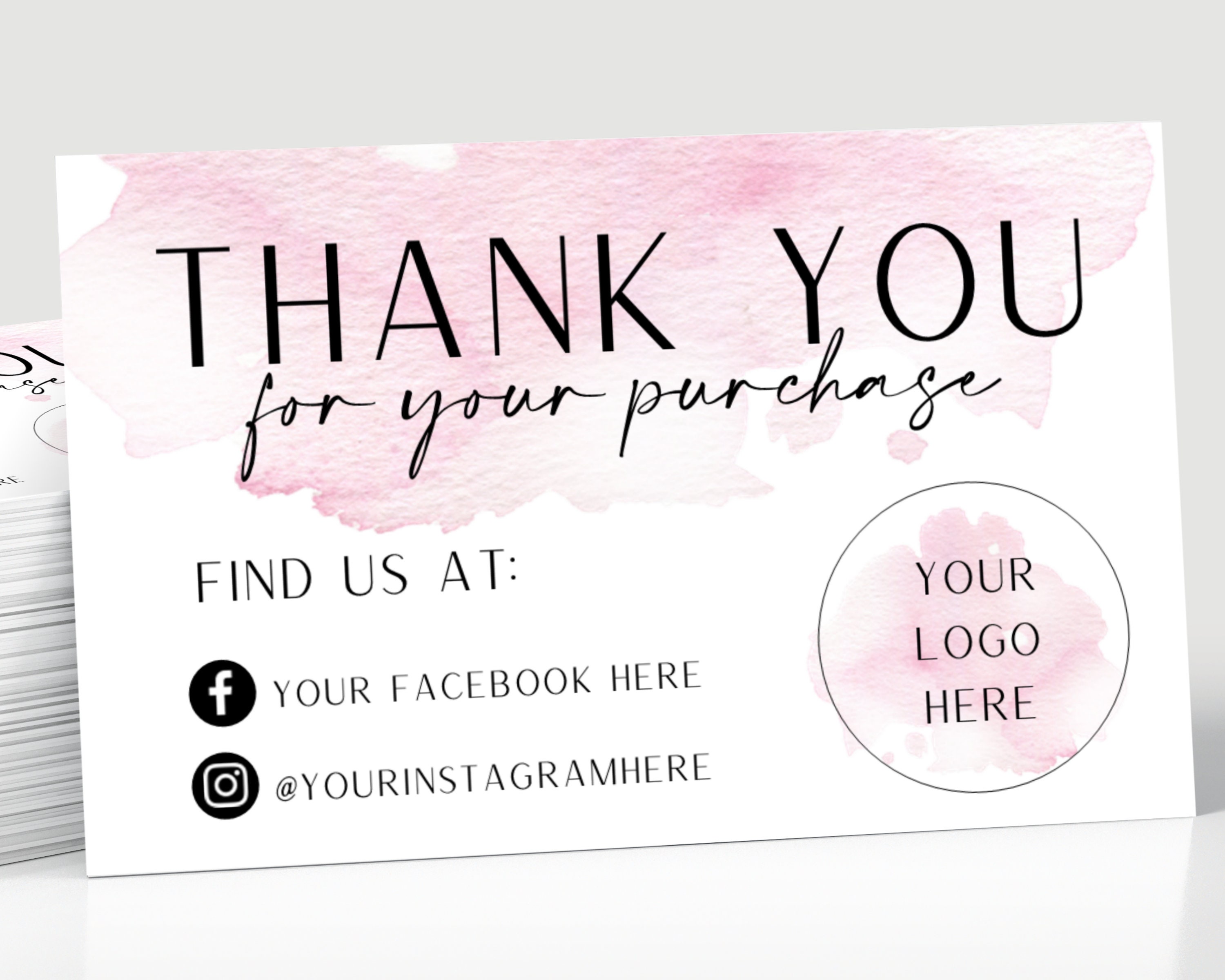 RXBC2011 Thank you for shopping small cards Thanks for your order card  Package Insert for Online business Pack of 100 Pink