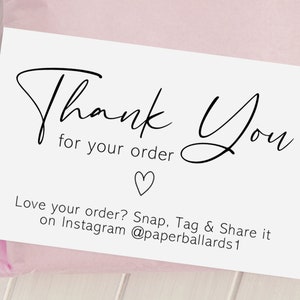 "Danke für Ihre Bestellung, Snap-Tag-Share-Karte - ""Danke""-Visitenkarten mit personalisiertem Wortlaut"