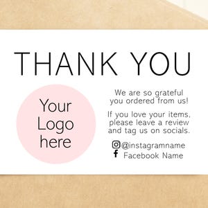 Danke Visitenkarten mit Logo - Personalisierte Visitenkarten - Logo Visitenkarten - Social Media Karten - Vielen Dank für Ihre Bestellung