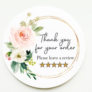 Pink Thank You For Your Order Stickers - Blush Pink Business Sticker - Leave A Review Sticker - Hellrosa Gedruckte Business Sticker