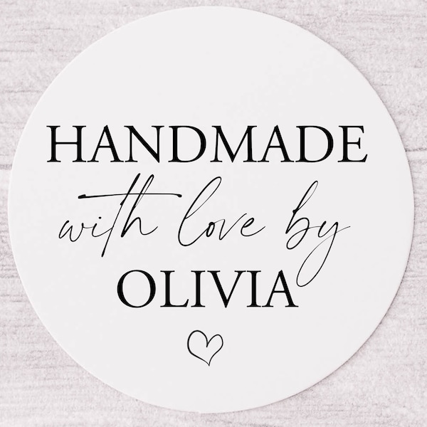 Personalised Handmade with Love Stickers - Hand Made Business Stickers - Handmade Labels for Small Businesses - Small Business Stickers