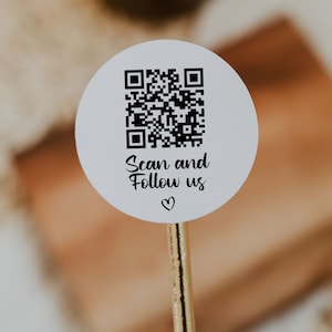 QR Code Etiketten für Unternehmen - Scanne und folge uns Aufkleber mit QR Code - Kleine Business Social Media Aufkleber - 37mm