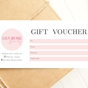 Personalised Gift Vouchers with Logo - Custom Printed Gift Certificates for Small Businesses - Beauty, Hair, Spa, Salon, Restaurant