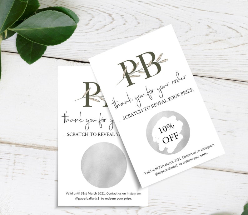 Personalised Business Scratch Cards Discount Code Cards Etsy