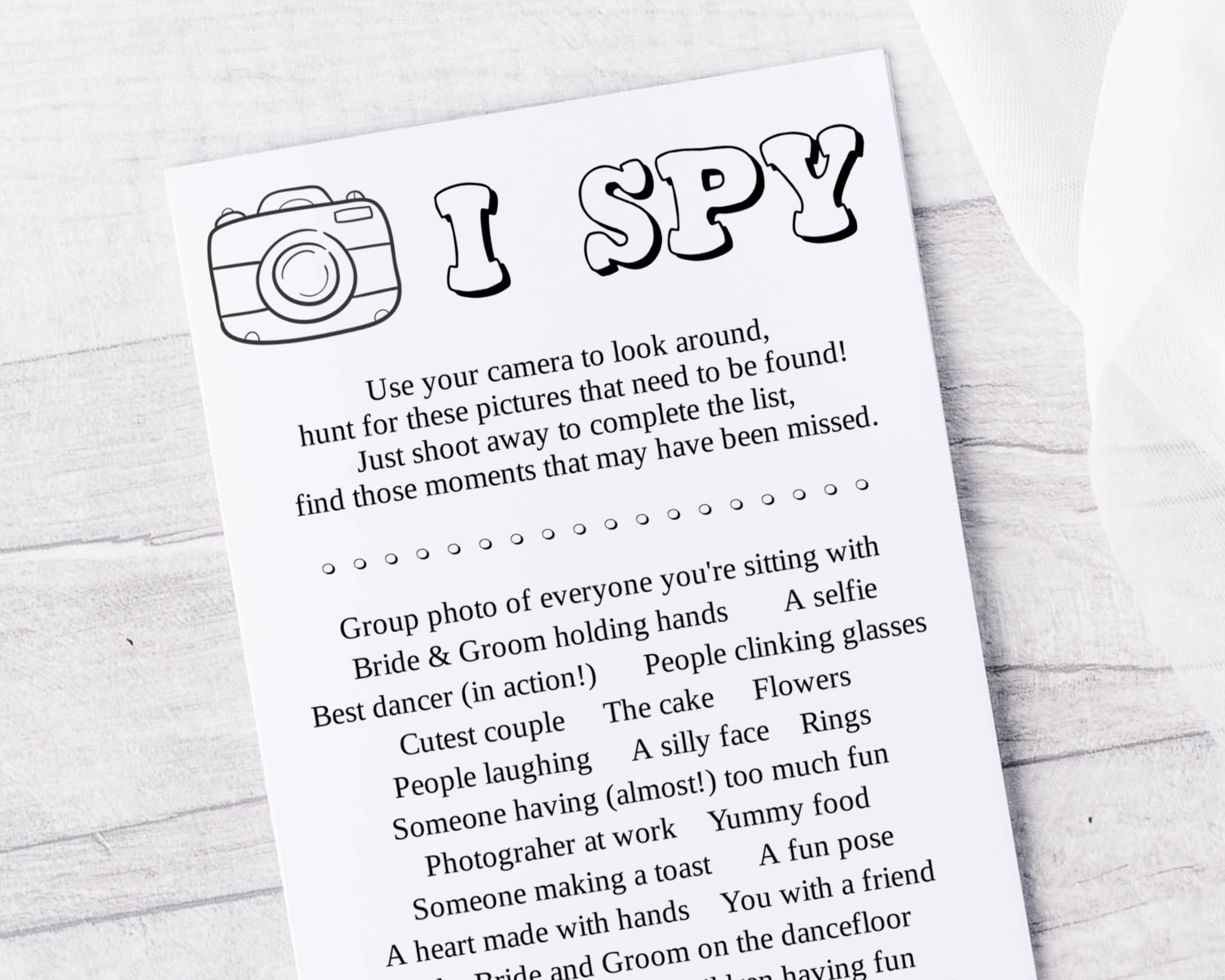 Wedding I Spy Game Spy Disposable Camera Game - Etsy