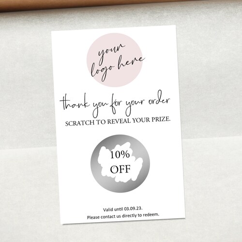 Personalised Business Scratch Cards Discount Code Cards Etsy