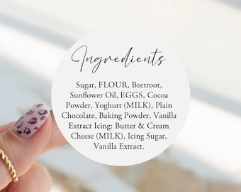 Printed Ingredient Stickers – Custom Allergen Labels, Bakery Stickers