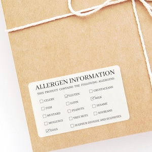 Allergy Information Stickers: Food Labels for Bakers & Caterers
