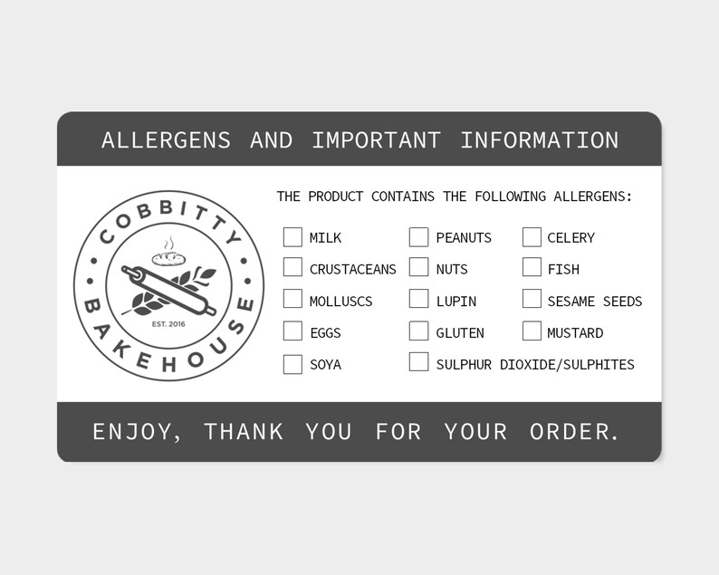Personalised Allergen Stickers for Cakes Large Allergy Etsy