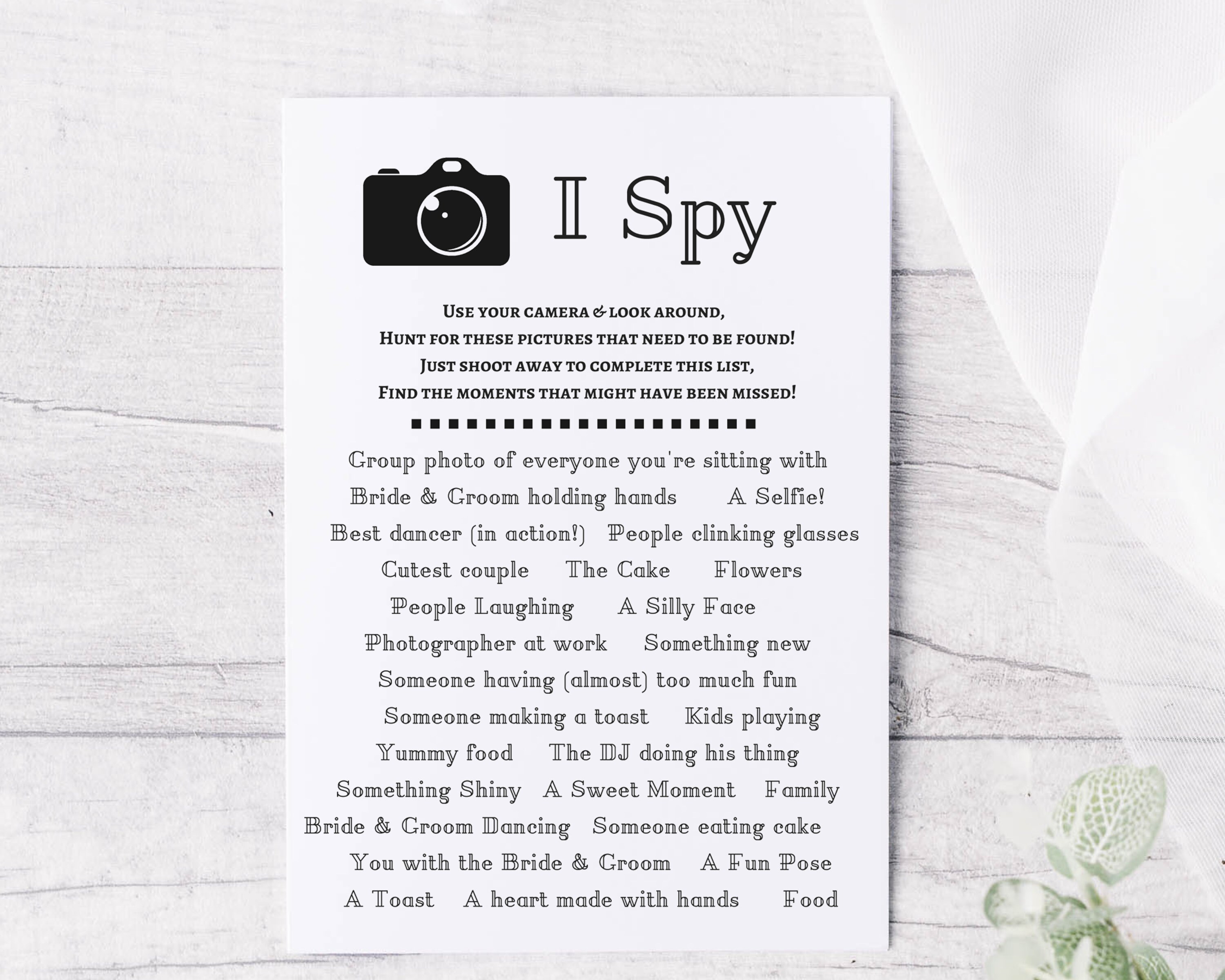 Wedding I Spy Card Game Eye Spy Disposable Camera Game Etsy UK