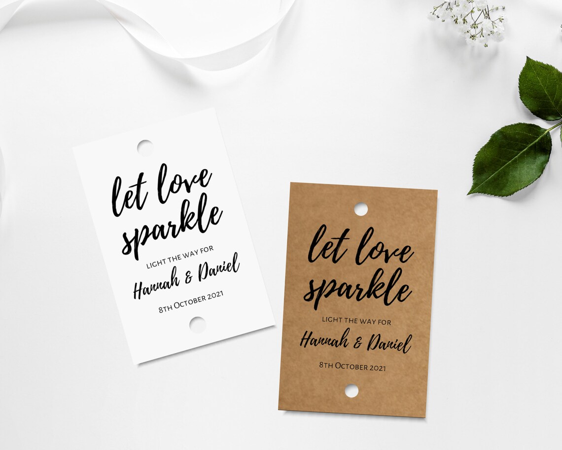 Personalised Let Love Sparkle Sparkler Tags for Wedding | Etsy
