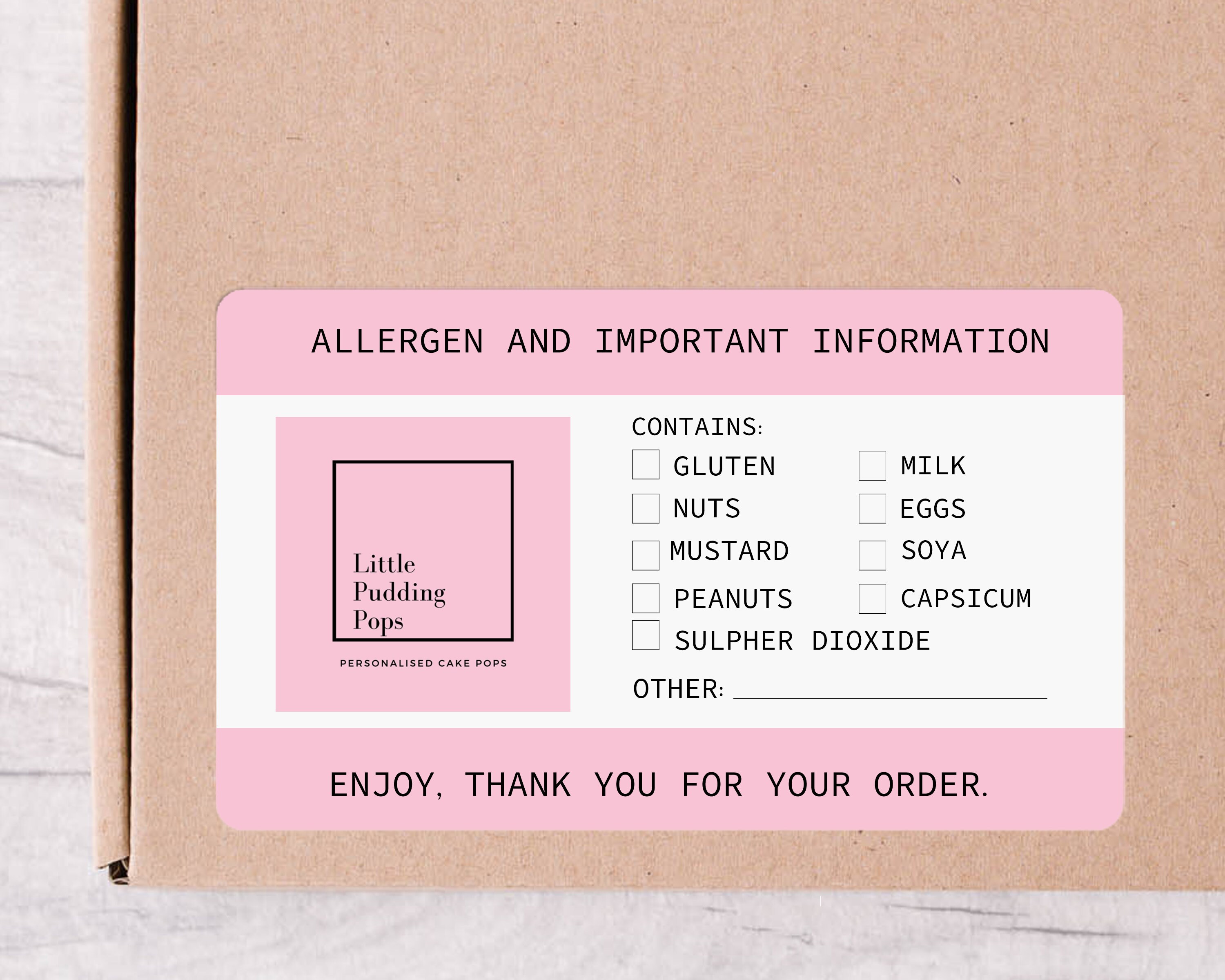 Personaised Allergen Stickers for Cakes Food Allergy Labels Etsy UK