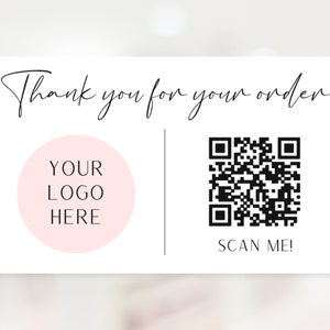 Logo Aufkleber und QR-Code Aufkleber - Rechteckige Logo Aufkleber mit einem QR-Code - Danke für Ihre Bestellung Aufkleber - Social Media Scan Me Codes