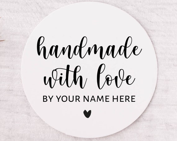 Personalisierte Handmade With Love Sticker Personalisierte