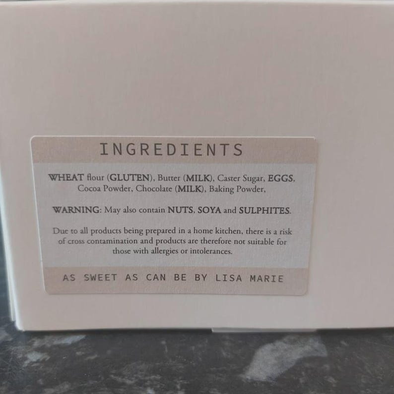 Printed Ingredients Stickers - Custom Ingredients List - Personalised ...