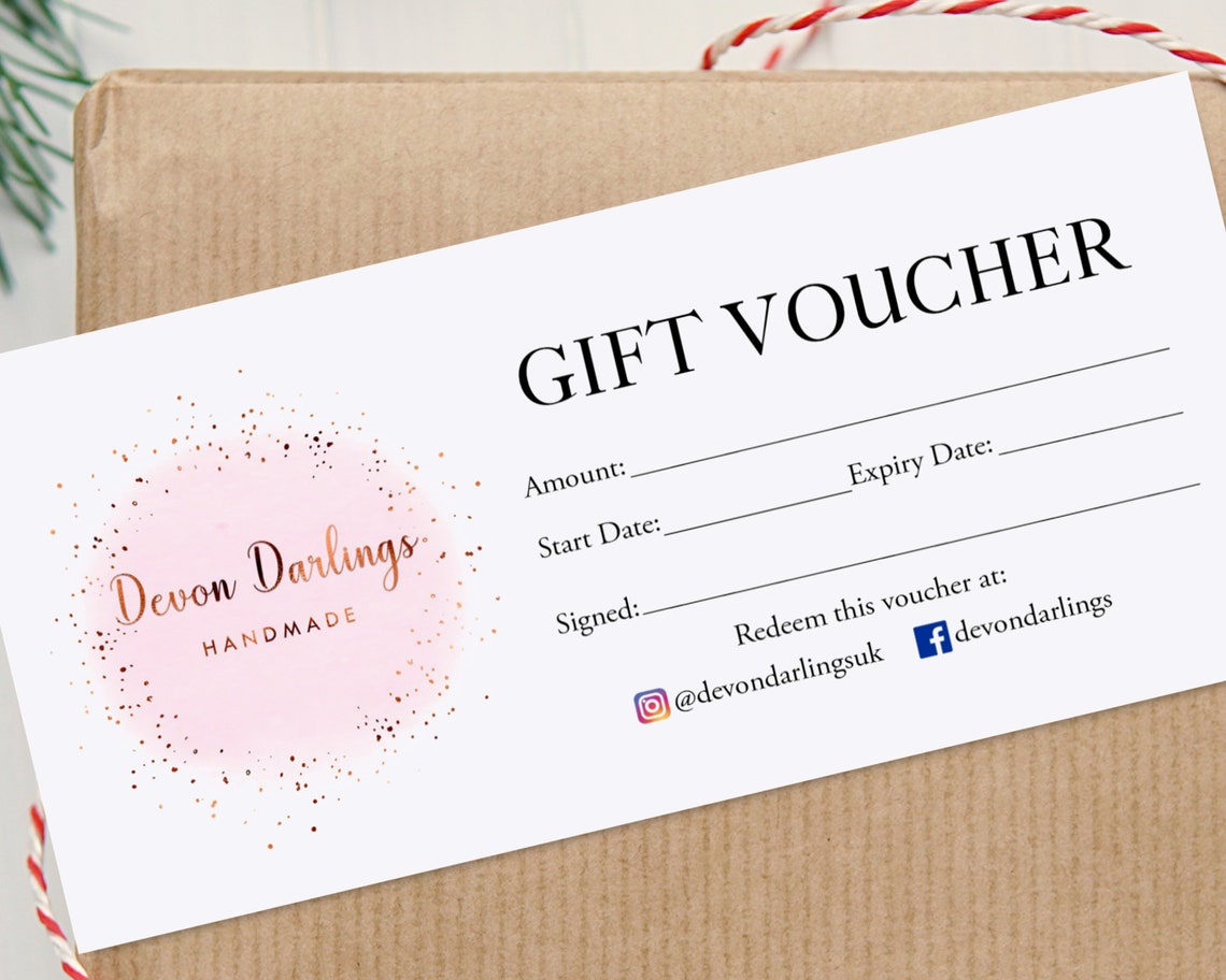 Printed Gift Vouchers for Small Businesses Logo Gift Etsy UK