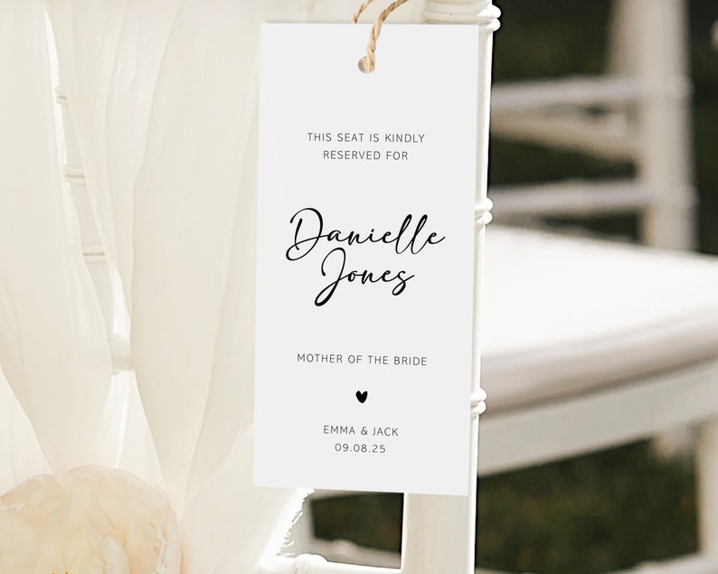 Reserved Seat Tags for Weddings. Designed, Personalised and Printed ...