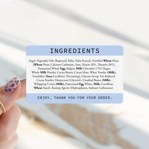 Printed Ingredients Stickers - Custom Ingredients List - Personalised ...