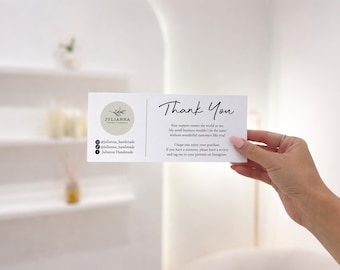 Printed Business Thank You Cards, Custom Packaging Slips, Personalised with Logo