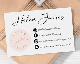 Business Cards, printed with your business logo and personalised with your business information and social media.