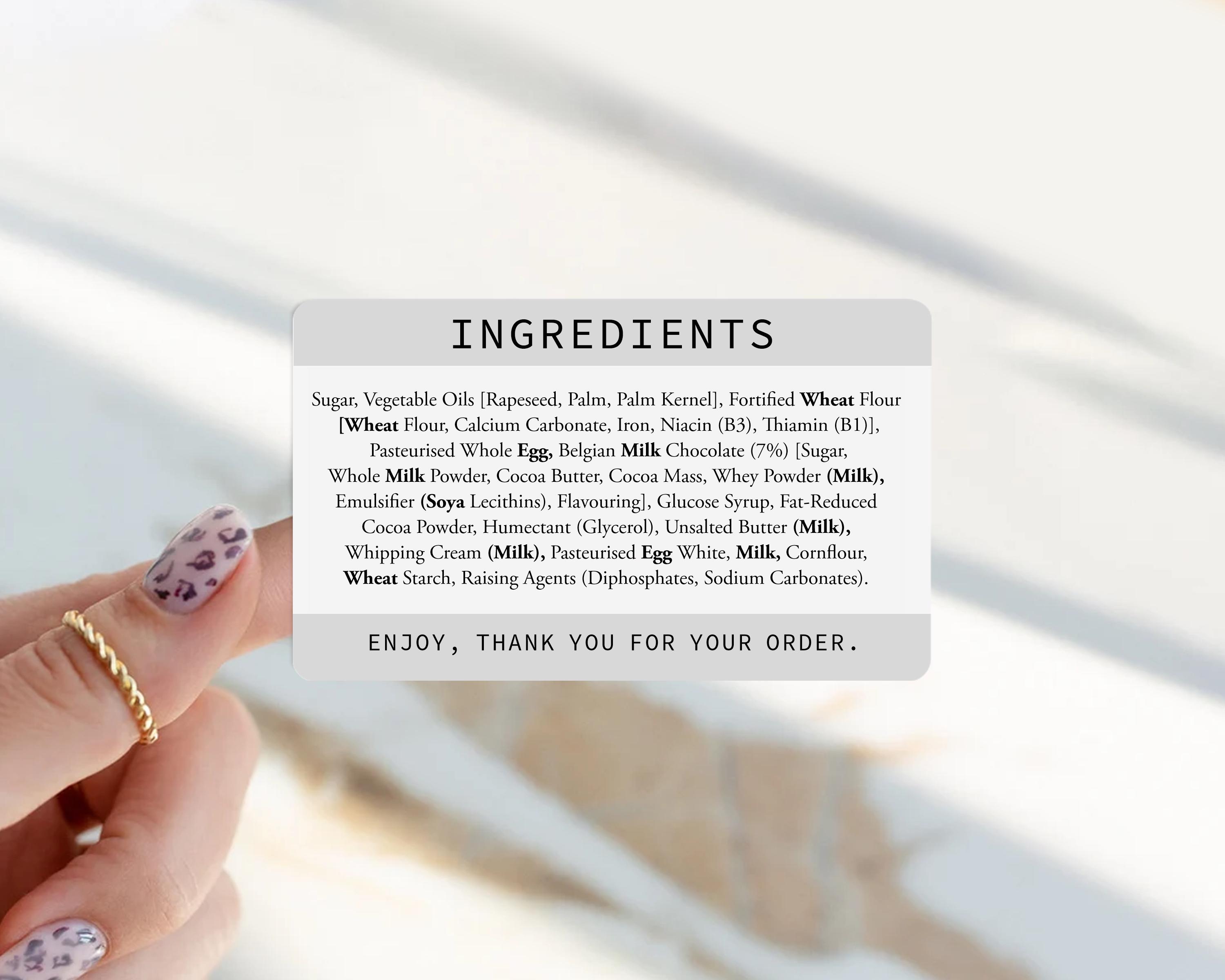 Printed Ingredients Stickers - Custom Ingredients List - Personalised ...