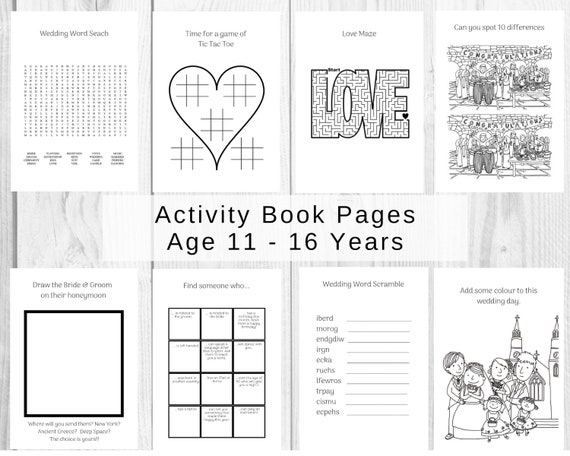 Kids Wedding Thank You Gift Personalised Children/'s Wedding Activity Book with Stickers Flower Girl Page Boy Table Plans