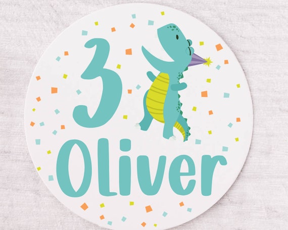 Pegatinas personalizadas de cumpleaños de dinosaurios Etiquetas